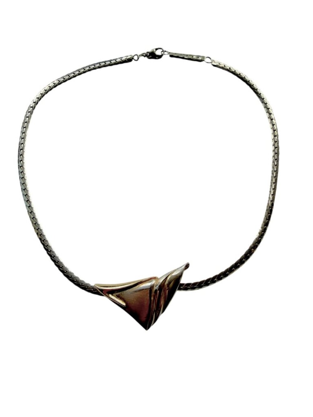 Khata Vintage Sterling Silver Abstract Triangular Pendant Necklace